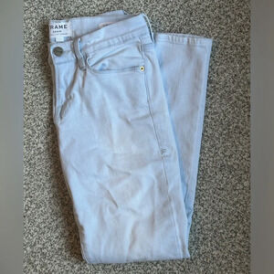 Frame Jeans Womens 26 Le Skinny De Jeanne Stretch Mid Rise Denim Light Wash Blue